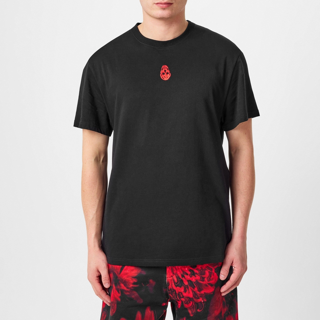 Alexander McQueen Skull Crew Neck T Shirt - Black / Red